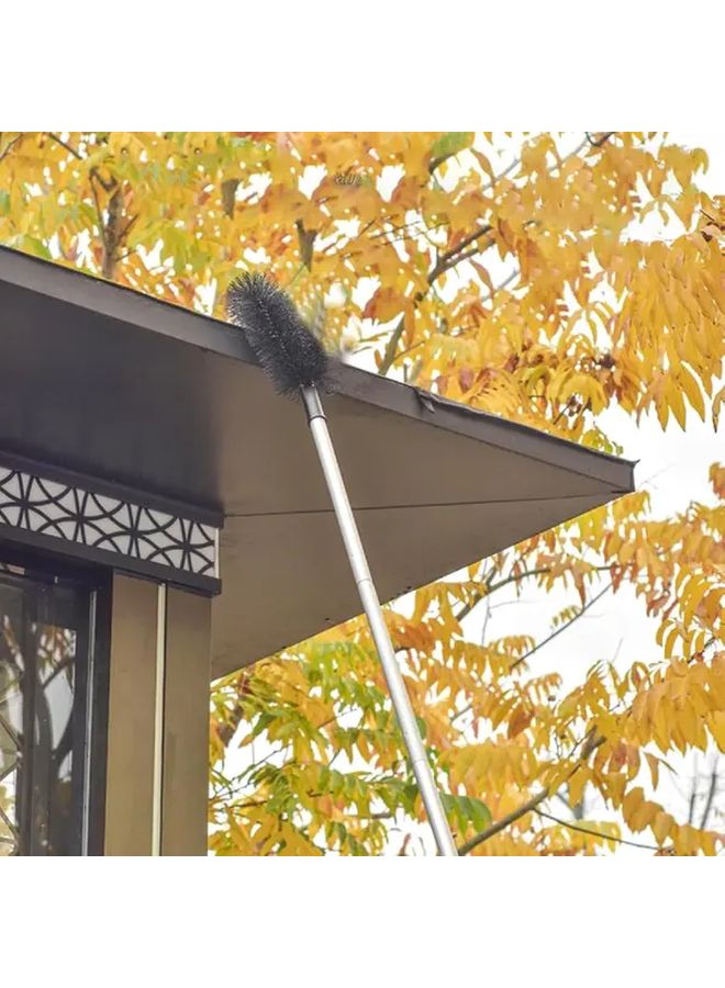 Black Brush Head Extendable Roof Gutter Cleaning Brush 78 141 Inch Aluminum Pole - Image 2