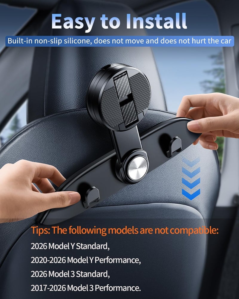 DICMKY 1 Pack Tesla Hooks & Phone Mount for Tesla Model Y(Juniper) Model 3(Highland) Accessories 2026 2025 2024 2023 2022 2021, Multifunction Clip Phone Holder| Car Seat Back Storage Hook Purse/Bag - Image 2