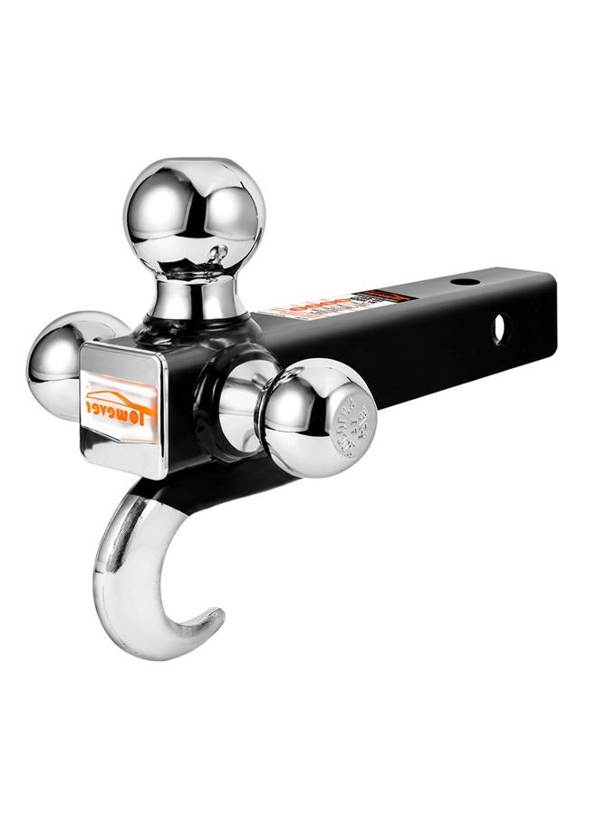 Towever 2" Class III/IV Trailer Hitch Tri Ball Mount with Hook (Hollow Shank, Black&Chrome) - Image 1