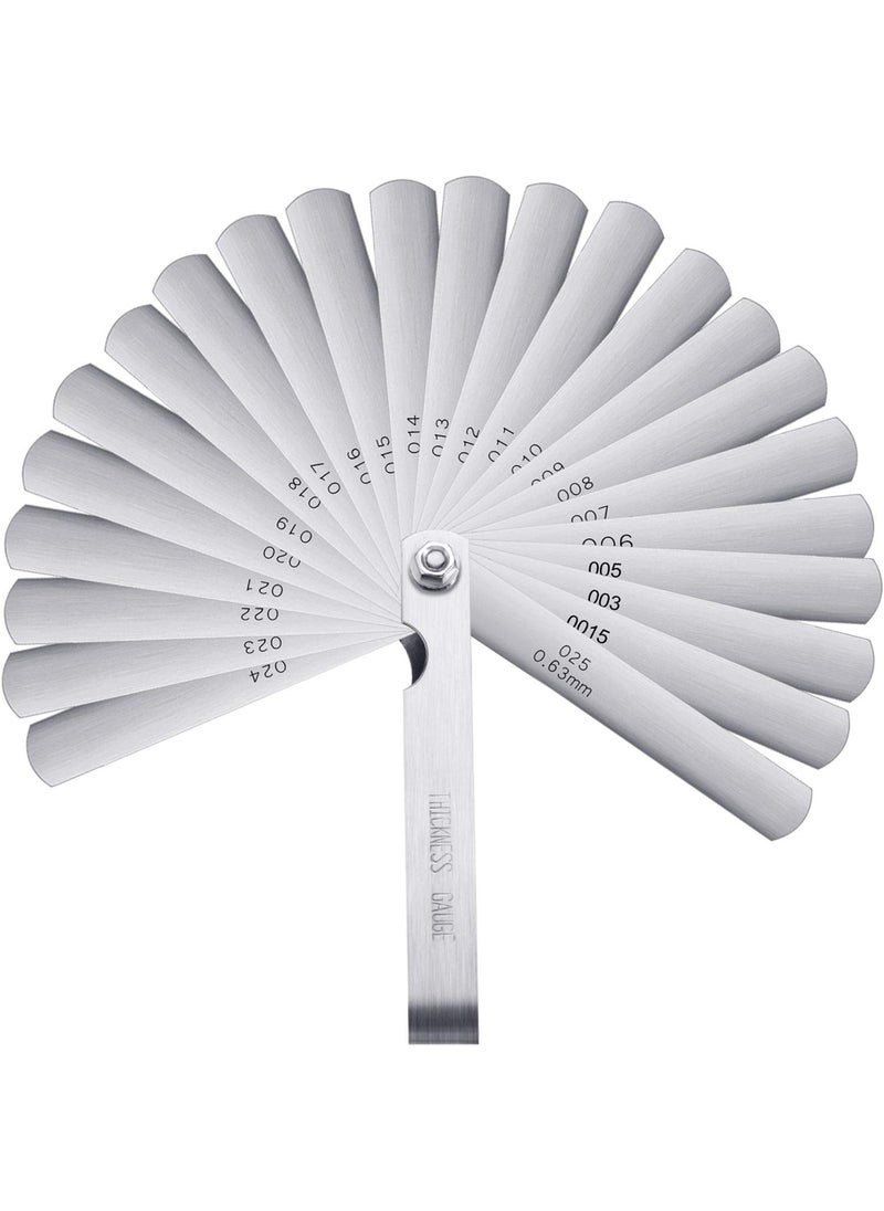 Hotop Stainless Steel Feeler Gauge Dual Marked Metric and Imperial Measuring Tool(0.0015/0.04-0.025/0.635 mm, 26 Blades)  - Image 1