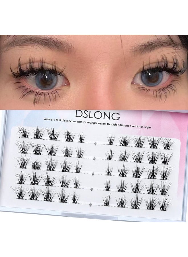 DSLONG - Manga Lashes Natural Look Individual Lash Wispy Silky Anime Eyelashes Cluster Japanese Cosplay False Eyelashes Reusable Look Like Extensions Diy At Home (Golden Branches) - Image 1