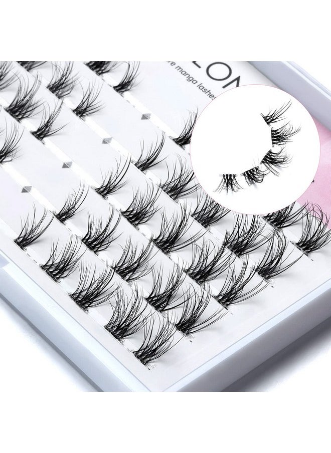 DSLONG - Manga Lashes Natural Look Individual Lash Wispy Silky Anime Eyelashes Cluster Japanese Cosplay False Eyelashes Reusable Look Like Extensions Diy At Home (Golden Branches) - Image 1