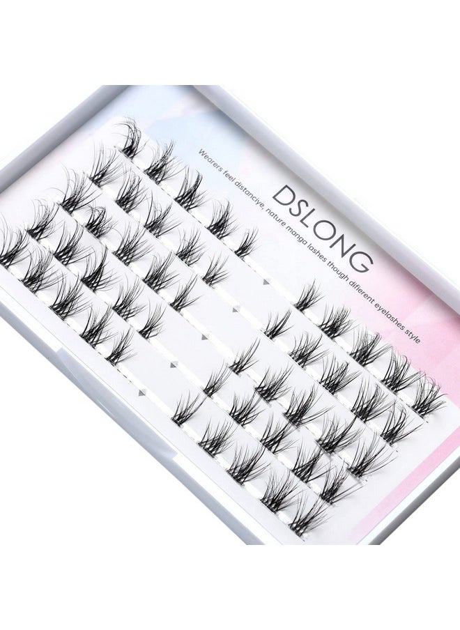 DSLONG - Manga Lashes Natural Look Individual Lash Wispy Silky Anime Eyelashes Cluster Japanese Cosplay False Eyelashes Reusable Look Like Extensions Diy At Home (Golden Branches) - Image 1