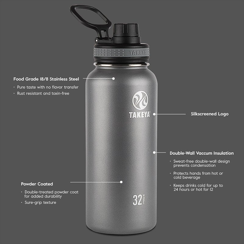 Takeya Originals Vacuum-Insulated Stainless-Steel Water Bottle, 24oz, White - Image 3