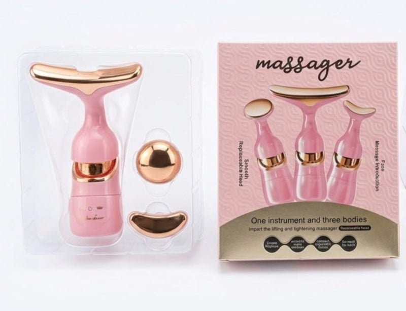 High-Frequency 3-in-1 Vibrating Massager – Face, Neck & Eye Care Device with 3 Interchangeable Heads - Image 1