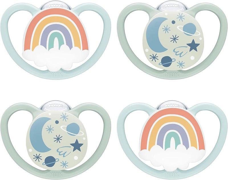 NUK لهايات NUK Space™ المتوهجة في الظلام، الحجم 1، محايد - Image 1