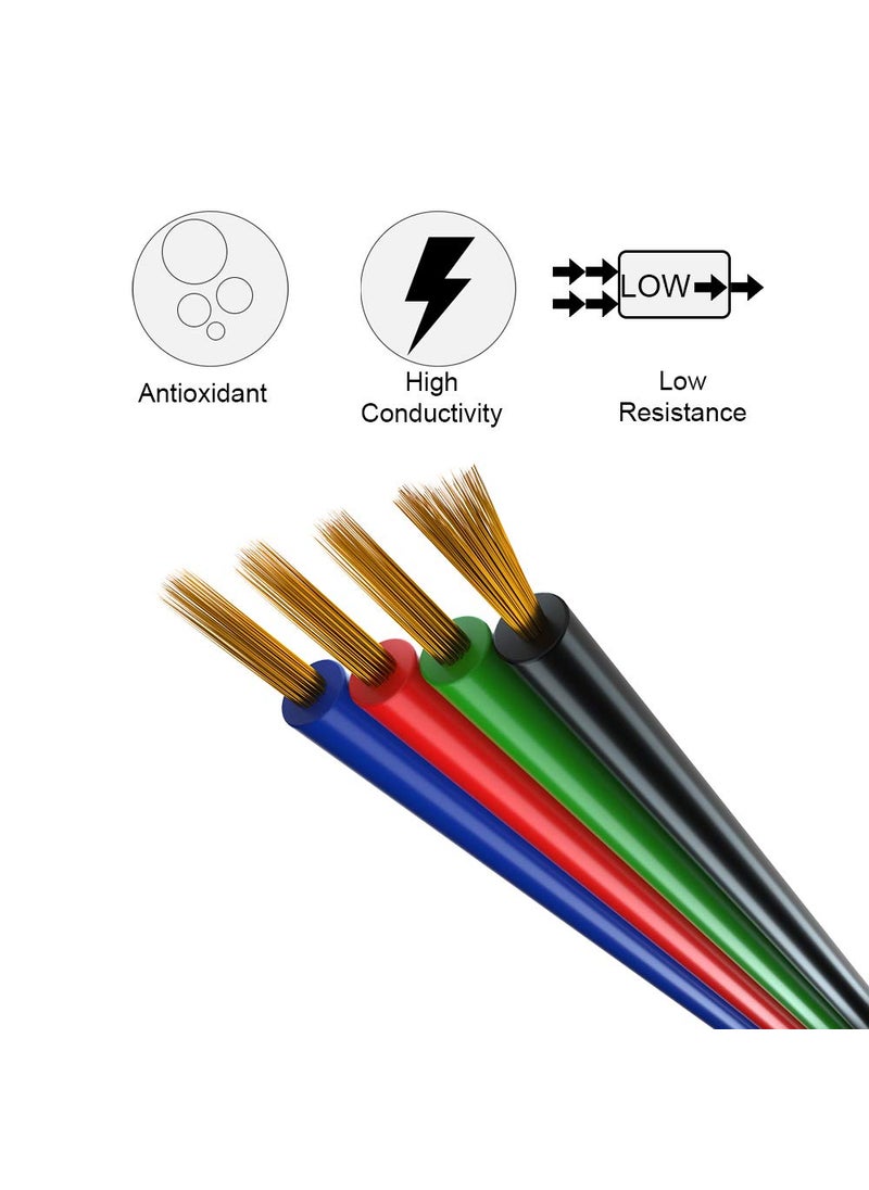 BTF-LIGHTING BTF-LIGHTING 4 Pin 32.8FT/10M 18AWG LED Strip Light Ribbon Wire Extension Cable Connection 4 Core Cord Line for Color Changing Flexible FCOB COB 5050 RGB LED Tape  - Image 4