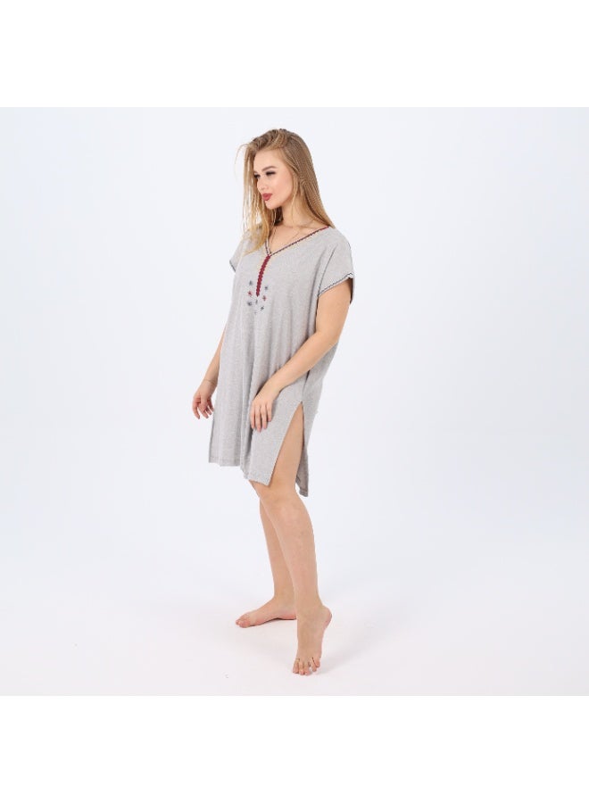 zecotex  Women's Cotton Nightdress with V-Neck & Delicate Embroidery – Soft & Comfortable – Available in Plus Sizes  - Image 4