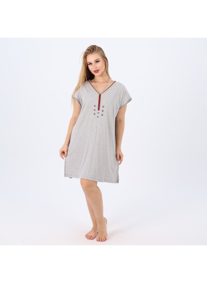 zecotex  Women's Cotton Nightdress with V-Neck & Delicate Embroidery – Soft & Comfortable – Available in Plus Sizes  - Image 1