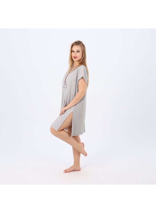 zecotex  Women's Cotton Nightdress with V-Neck & Delicate Embroidery – Soft & Comfortable – Available in Plus Sizes  - Image 5