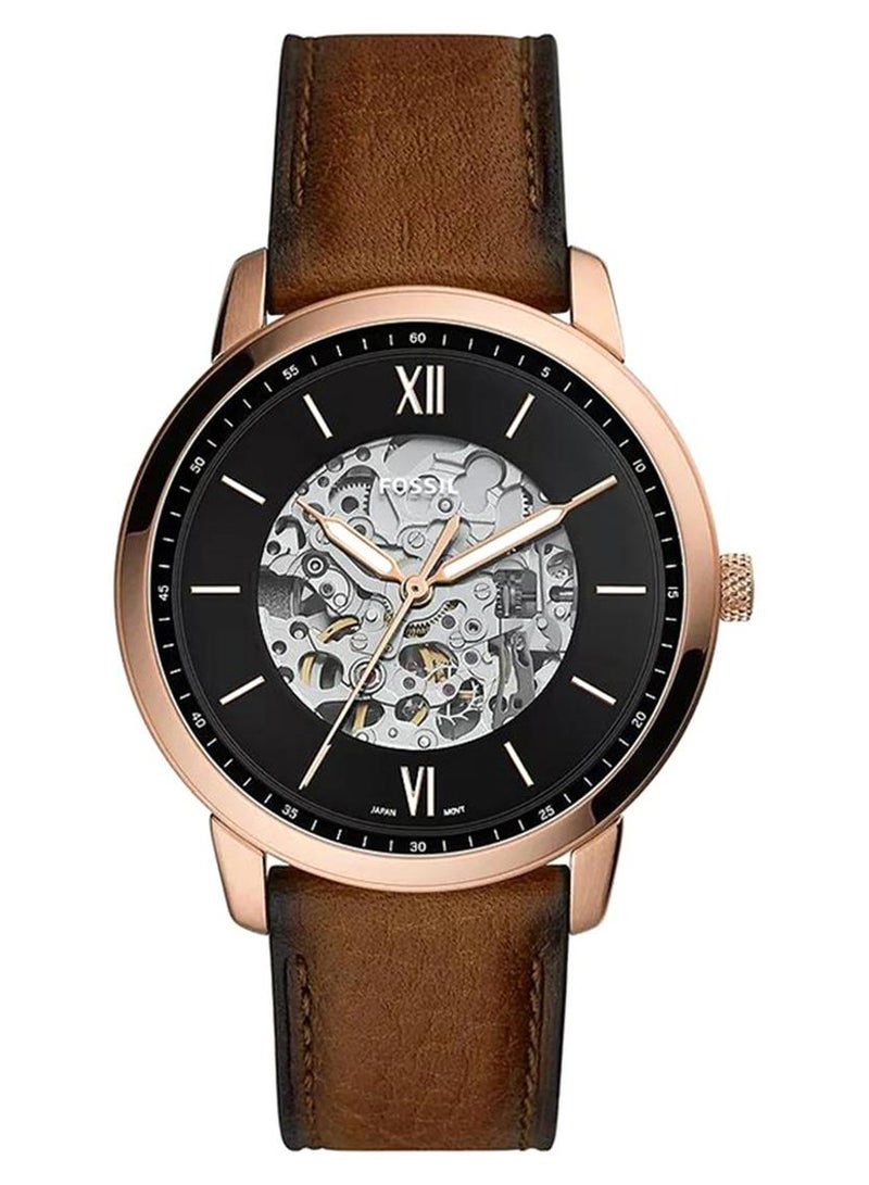 FOSSIL Men Neutra Round Shape Leather Strap Automatic Wrist Watch ME3195 - 44 mm - Brown - Image 1
