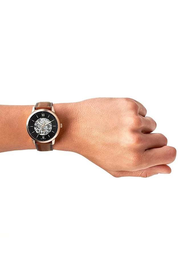 FOSSIL Men Neutra Round Shape Leather Strap Automatic Wrist Watch ME3195 - 44 mm - Brown - Image 2