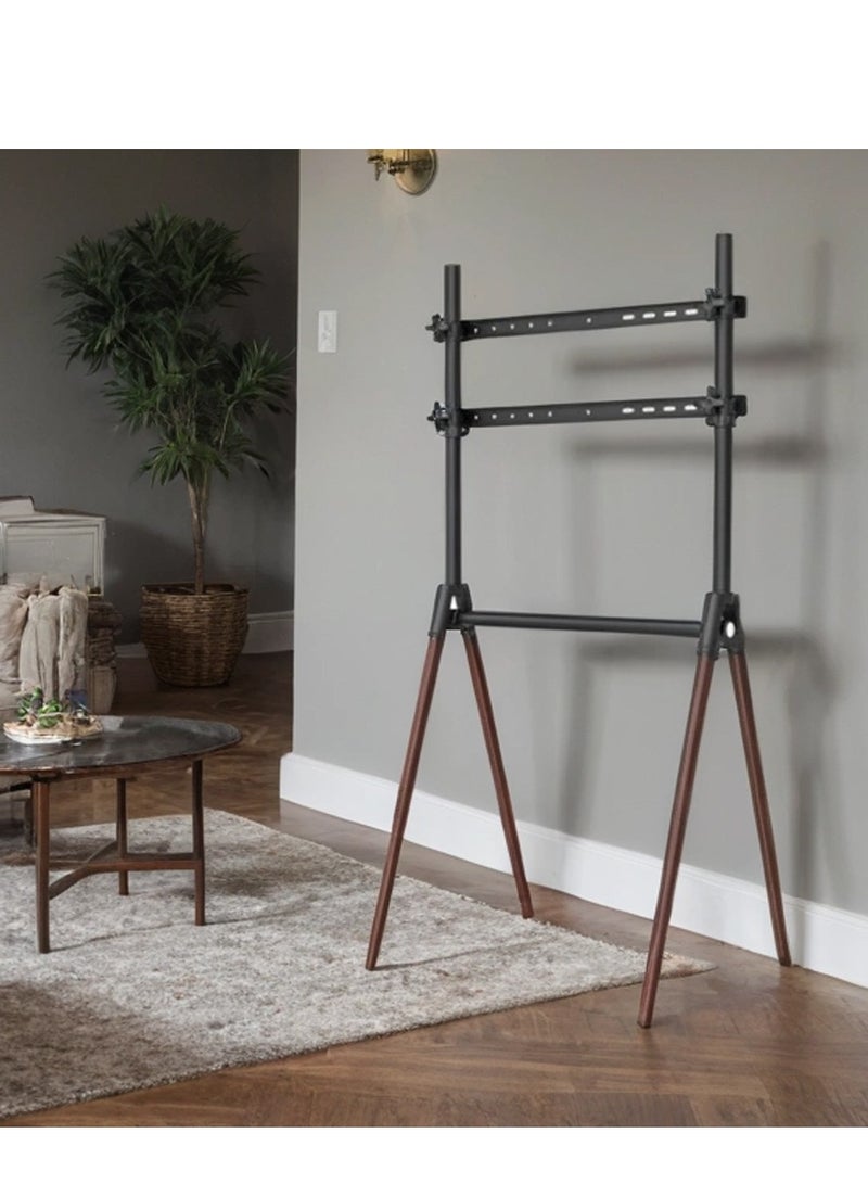 هامود حمود، حامل تلفزيون أنيق بأربعة أرجل (معدني وخشبي) لون الأرجل بني غامق، مقاس التلفزيون المقترح من 32 إلى 70 بوصة، سعة التحميل 50 كجم - Image 1