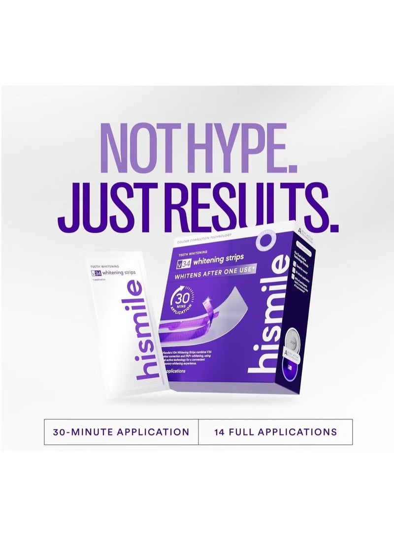 Hismile V34 Whitening Strips - Teeth Whitening Strips with Colour Correction Technology - Image 1