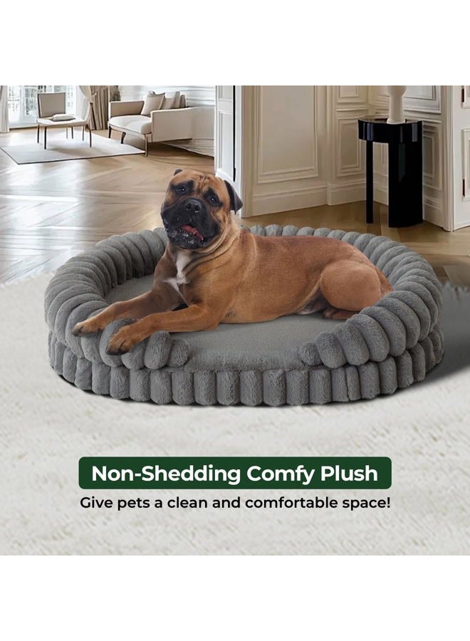 Balance Calming Dog Bed for Extra Large Dogs, 42 Inches Oval Washable XL Pet Bed with Sides, Orthopedic Pet Couch Sofa with Non-Slip Bottom, Gray - Image 3