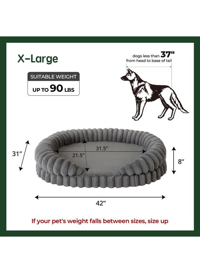 Balance Calming Dog Bed for Extra Large Dogs, 42 Inches Oval Washable XL Pet Bed with Sides, Orthopedic Pet Couch Sofa with Non-Slip Bottom, Gray - Image 5