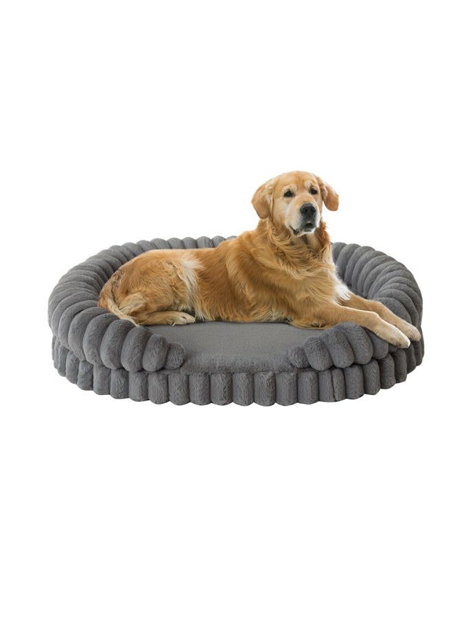 Balance Calming Dog Bed for Extra Large Dogs, 42 Inches Oval Washable XL Pet Bed with Sides, Orthopedic Pet Couch Sofa with Non-Slip Bottom, Gray - Image 1