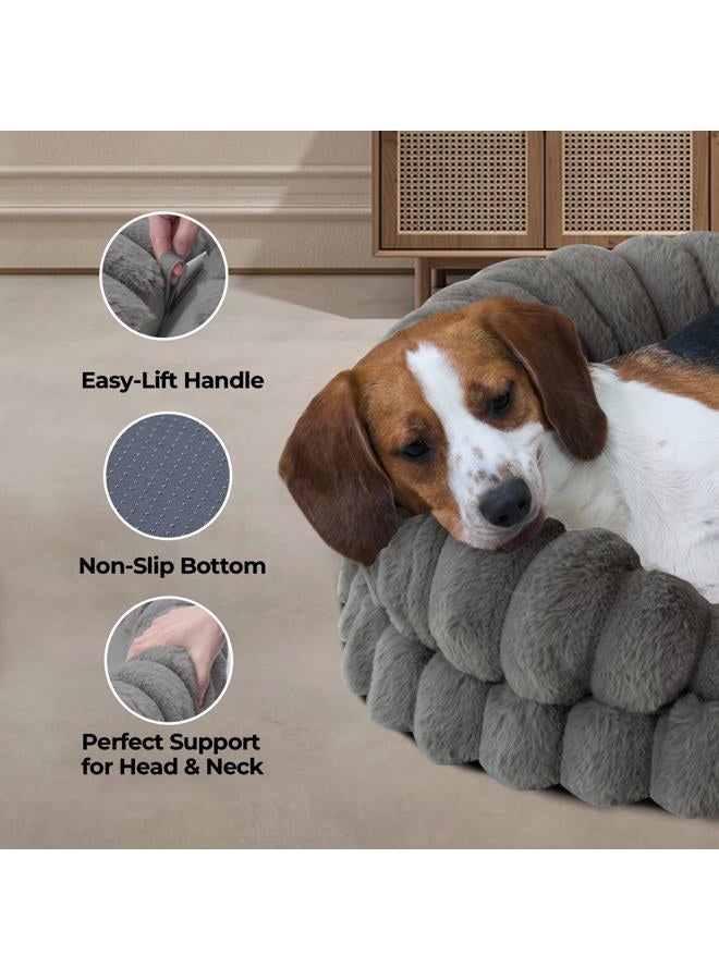 Balance Calming Dog Bed for Extra Large Dogs, 42 Inches Oval Washable XL Pet Bed with Sides, Orthopedic Pet Couch Sofa with Non-Slip Bottom, Gray - Image 4