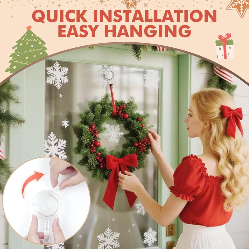 VIS'V Wreath Hanger, Large Twist Lock Suction Cup Wreath Hooks, Heavy Duty, 22 LB Capacity, Removable and Reusable, Round, Clear, 2 Pcs - Image 3