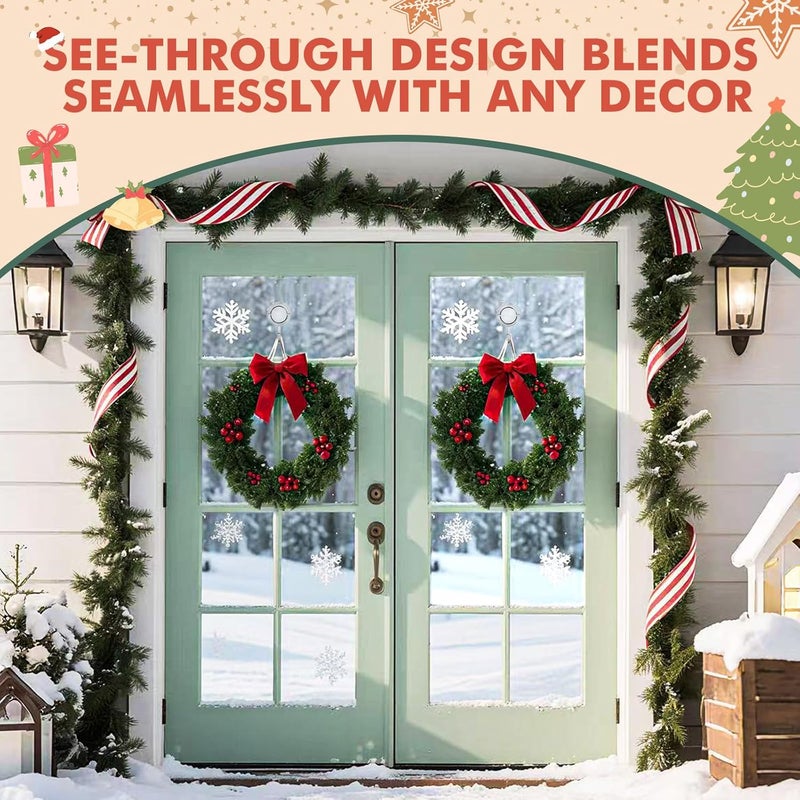 VIS'V Wreath Hanger, Large Twist Lock Suction Cup Wreath Hooks, Heavy Duty, 22 LB Capacity, Removable and Reusable, Round, Clear, 2 Pcs - Image 2
