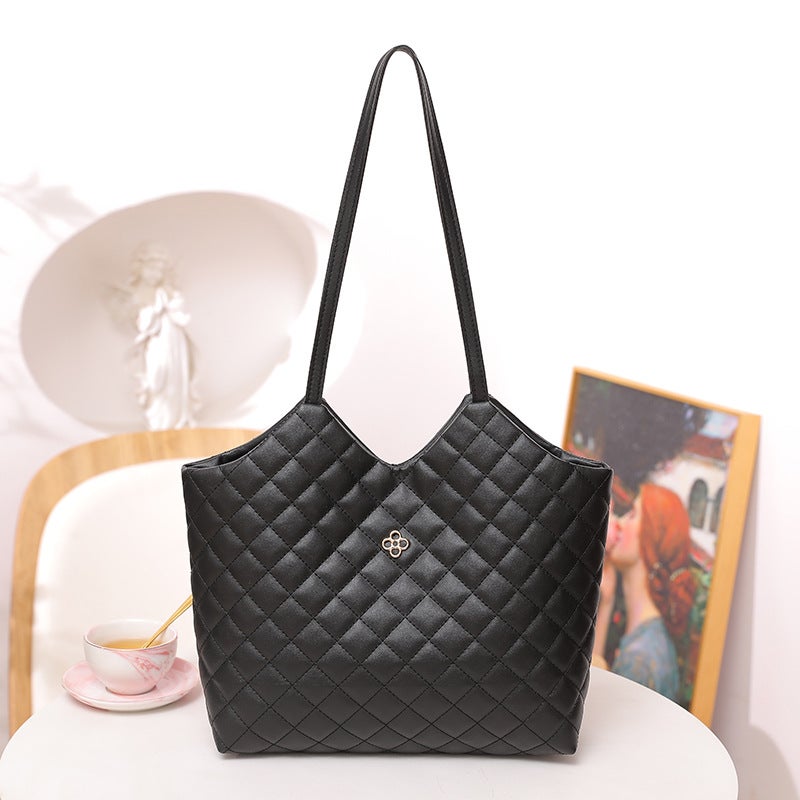 Tote Bag Large Capacity Girls' High-Grade Women'S Bag Work Commuter Bag Fashionable Simple Rhombus Shoulder Bag For Women - Image 1