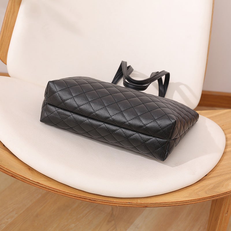 Tote Bag Large Capacity Girls' High-Grade Women'S Bag Work Commuter Bag Fashionable Simple Rhombus Shoulder Bag For Women - Image 4