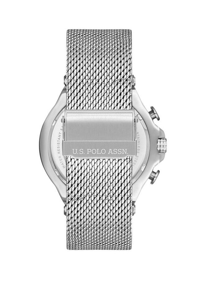 U.S. Polo Assn. U.S. Polo Assn. Crossing Men's 44mm Watch with Green Dial, Chronograph & Silver Mesh Band, Sporty & Sophisticated Design  - Image 3