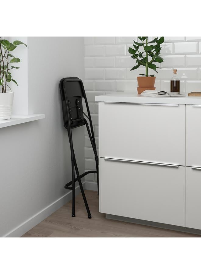 زبون كرسي بار مع مسند ظهر، قابل للطي، أسود/أسود، 63 سم - Image 3