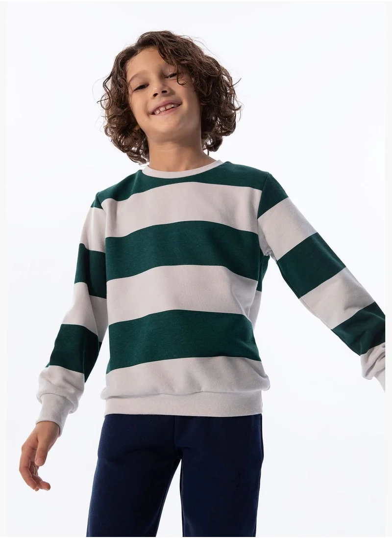 ديفاكتو Boy Regular Fit Crew Neck Long Sleeve Knitted Sweatshirt