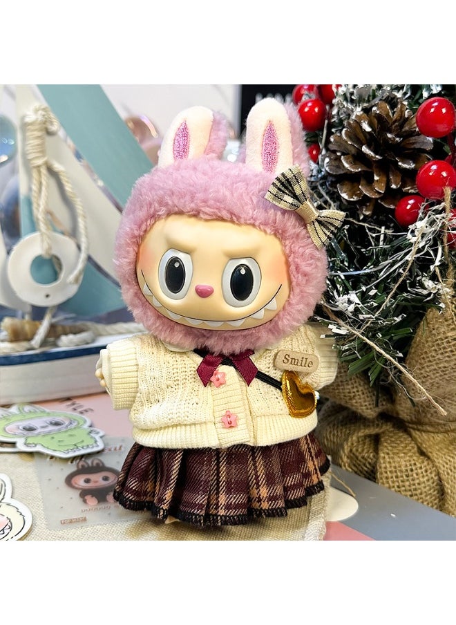 LABUBU LABUBU Universal Doll Outfit – JK School Uniform 5-Piece Set (Headband + Sweater + Shirt + Pleated Skirt + Crossbody Bag) – Fits Gen 1 & 2 Plush/Vinyl Dolls (Doll Not Included)  - Image 1