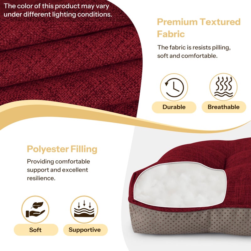 FlyGulls Non-Slip Chair Cushions for Dining Chairs Set of 4 Thick Kitchen Chair Pads Dining Room Seat Cushion with Ties 16" x 16" x 4" Red - Image 3