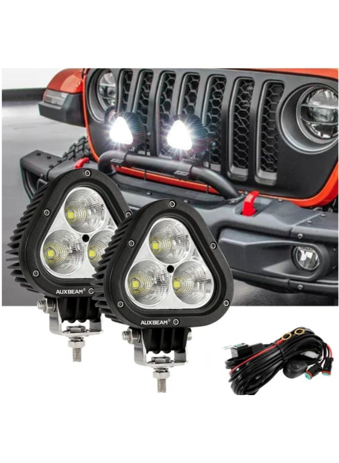 Auxbeam T4 Series | 4 Inch 90W Triangle Spot White LED Pods Lights