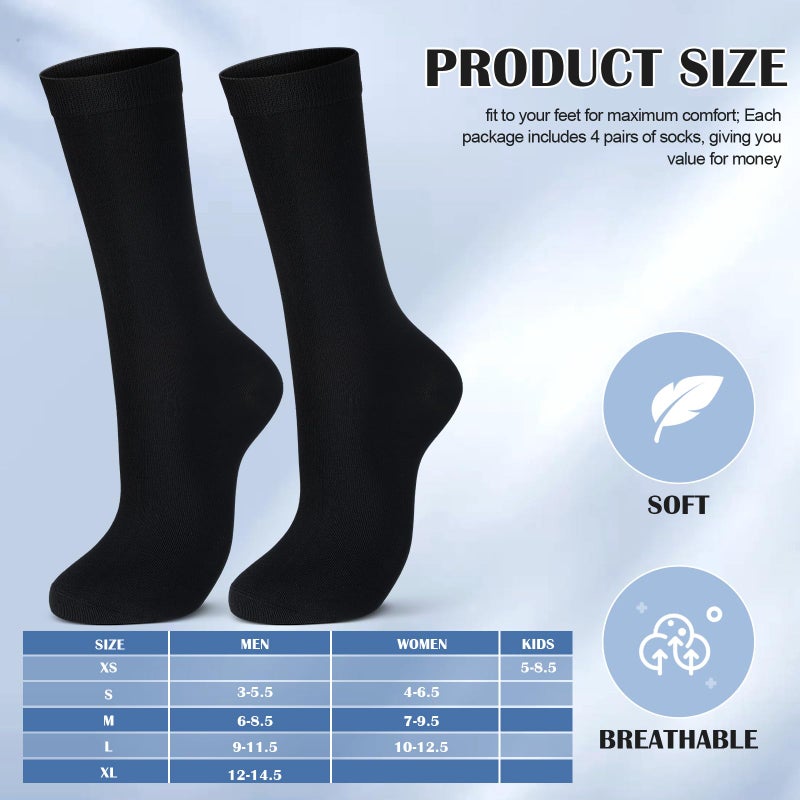 Croloose 4 Pairs Silk Liner Socks Ultra-lightweight Hiking Liners Calf Sweat Absorption Socks for Adult(Black,XL) - Image 4