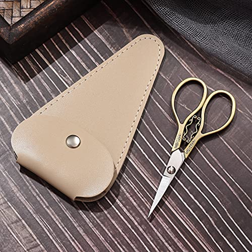HITOPTY مقص دقيق صغير HITOPTY، 4.3 بوصة طرف مدبب حاد مقص تطريز عتيق مع غلاف للحرف، الخياطة، التطريز المتقاطع، الأعمال الفنية، قطع الخيط - Image 4
