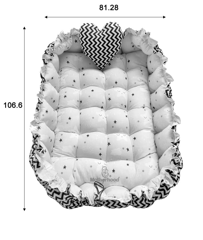 MOTHERHOOD MOTHERHOOD Rectangle Baby Tub Bed 1 Pc Heart Pillow Big Size Luxury Mattress Sleeper Bedding Set Safe Cotton Fabric with RFilled Ultra Soft Comfortable for Newborn Sky - Image 3