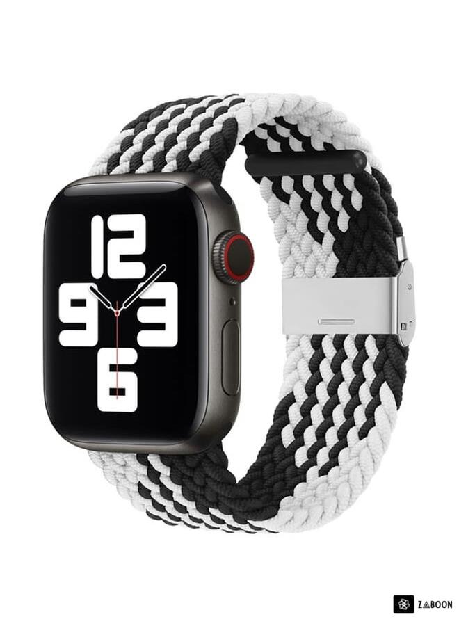 Zaboon Nylon Braid One Buckle  Watch Band For Apple Watch Ultra 49mm / Series 8&7 45mm / SE 2&6&SE&5&4 44mm / 3&2&1 42mm  - Image 1
