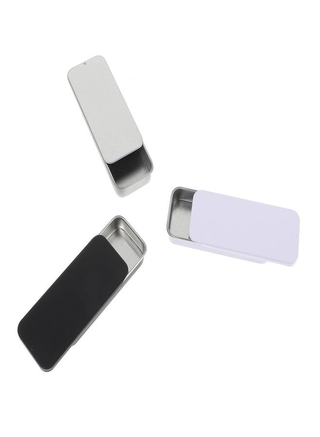 Ymapinc 3 قطع من علب معدنية صغيرة، علبة تخزين حبوب صغيرة مقاومة للماء من Ymapinc، مزودة بغطاء منزلق، مناسبة لتخزين الحلوى والعلكة، علبة معدنية صغيرة الحجم تناسب الجيب وحقيبة اليد للسفر والأنشطة الخارجية (أسود، أبيض، فضي) - Image 1