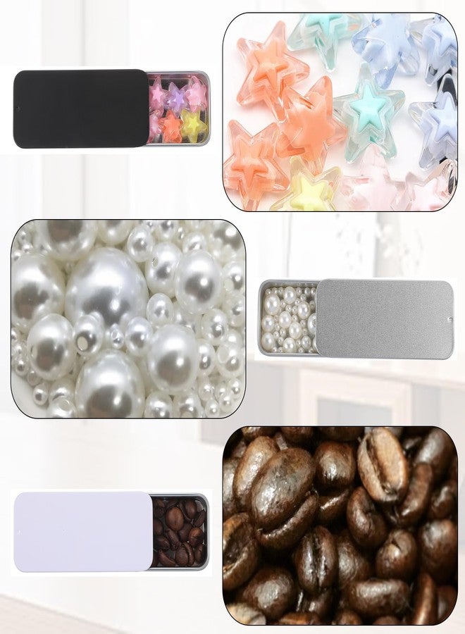 Ymapinc 3 قطع من علب معدنية صغيرة، علبة تخزين حبوب صغيرة مقاومة للماء من Ymapinc، مزودة بغطاء منزلق، مناسبة لتخزين الحلوى والعلكة، علبة معدنية صغيرة الحجم تناسب الجيب وحقيبة اليد للسفر والأنشطة الخارجية (أسود، أبيض، فضي) - Image 4