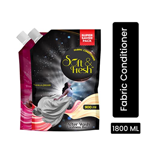 Soft & Fresh combo (Pack of 2) Vanilla Dreams & Pink Coral 2X900ml, best Fabric Conditioner softener increase Freshness and softness 900ml refill pouch liquid conditioner Fabric - Image 2