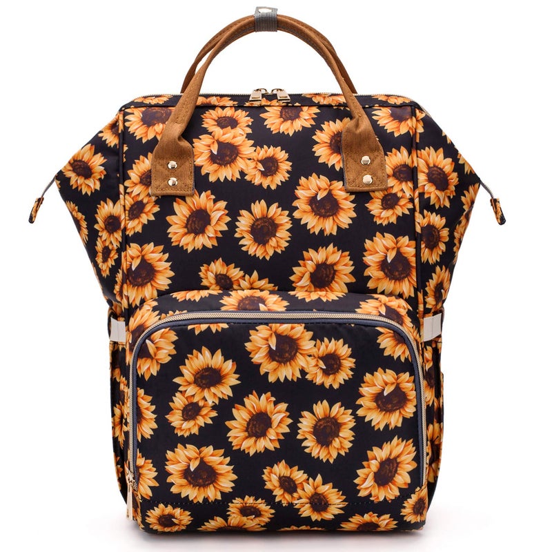 FEWOFJ Sunflower Diaper Bag Backpack, Womens Large Waterproof Maternity Baby Nappy Bags - Image 1