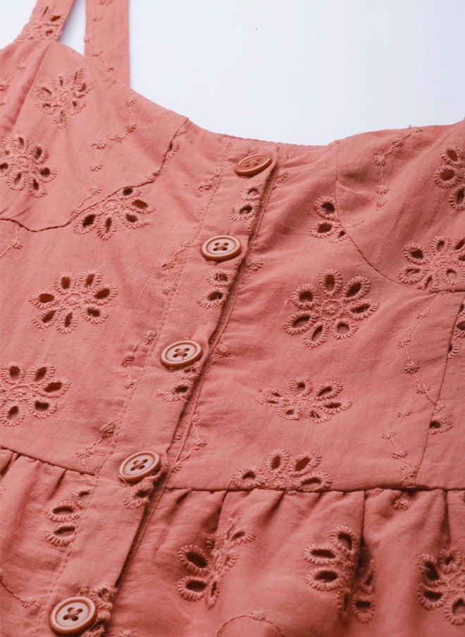 ساسافراس فستان نسائي قطني - بتطريز شيفلي وردي - Image 2