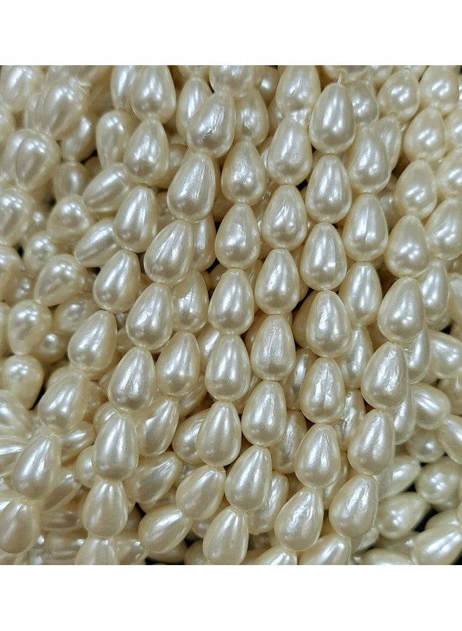 The Unique ® 10mm Drop Shape Off White Colour Moti Pearl Beads for Craft, Decoration, Jewellery Making, DIY Kit, Aari/Maggam Embroidery Toran Work Pack of 245pcs - Image 1