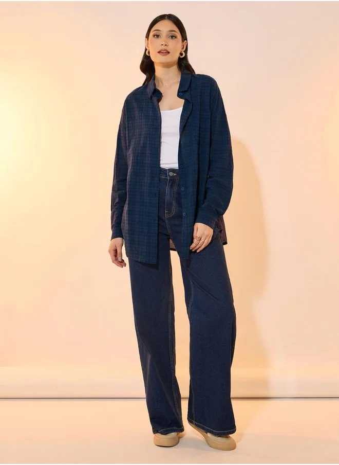 Take Two Checked Long Sleeve Oversized Shirt