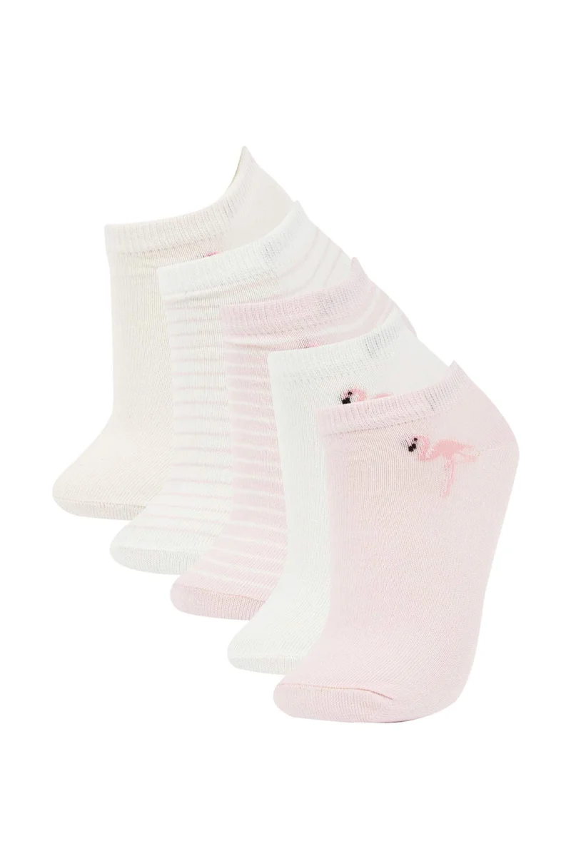 ديفاكتو Girls' Cotton 5 Pack Short Socks