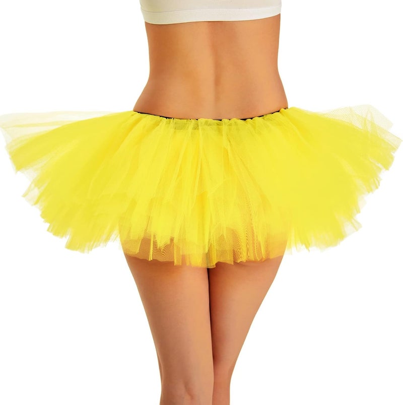 Phantomon Tutu Skirt Women's Teens Classic Elastic 5 Layered Tulle Ballet Skirt, 1950s Vintage Style Short Skirt, Adult Size - Image 4