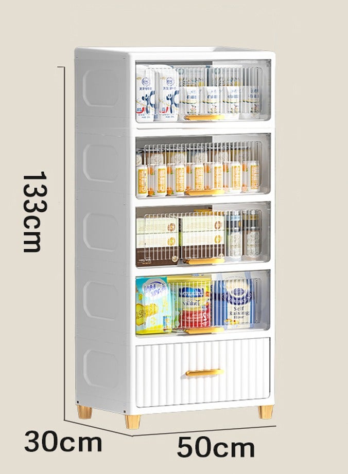 تشولوفز صناديق تخزين بخمس طبقات بأغطية، صناديق تخزين كبيرة جدًا، خزانة تنظيم للمطبخ، خزانة تنظيم وجبات خفيفة شفافة متعددة الطبقات قابلة للطي، للمنزل والمطبخ وغرفة النوم - Image 3