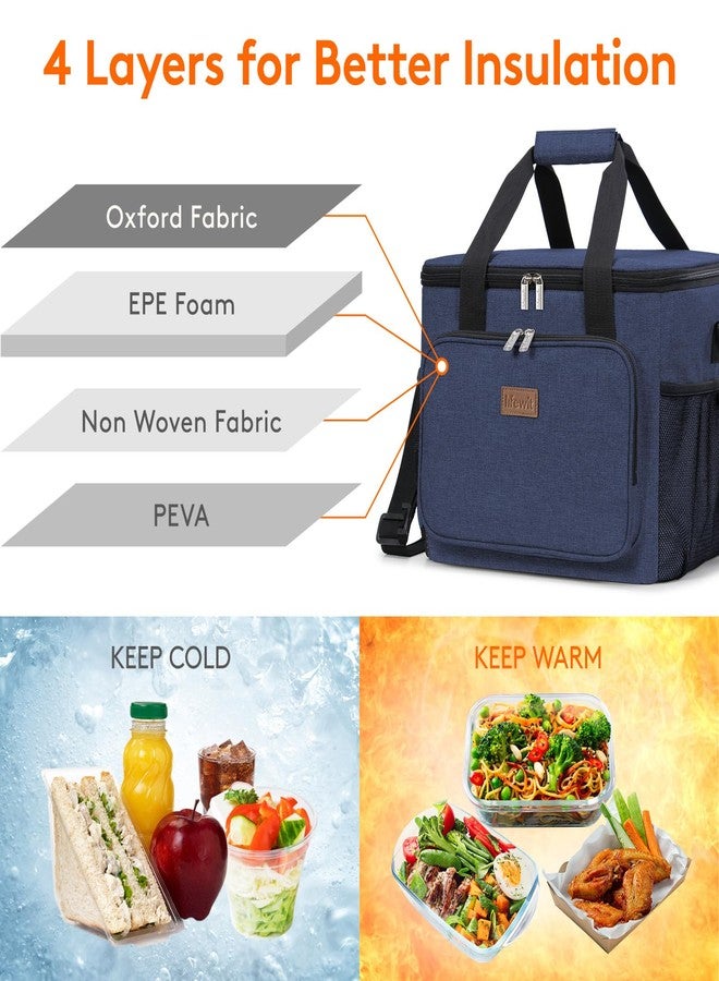 Lifewit Large Lunch Bag Insulated Lunch Box Soft Cooler Cooling Tote for Adult Men Women, Dark Blue 40-Can (24L) - Image 2