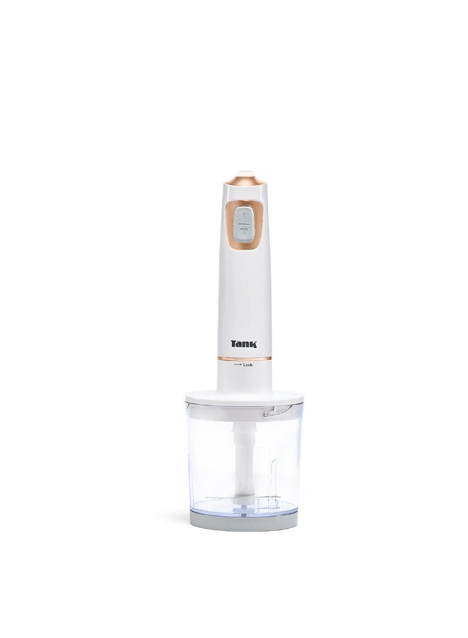 TANK Tank Hand Blender with 600ml BPA Free Beaker & 500ml Chopper, 5 Speed Control + Turbo, 600 Watts, White, CM-6003-1 - Image 3