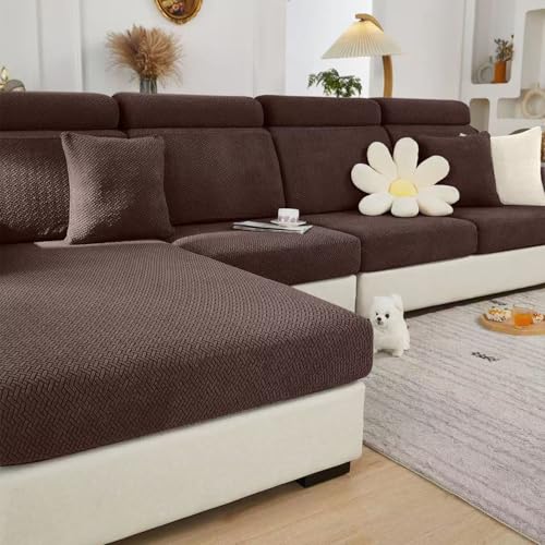 Disayu Sofa Covers Couch Covers for Sofa Pet Friendly Couch Cushion Covers Universal Sofa Covers Washable Stretch Slipcovers for Sectional Sofa Texture Brown Back Cover M - Image 1