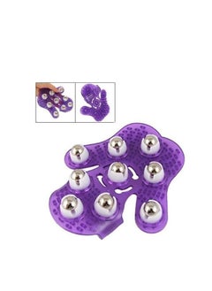 Rubik Metal Rolling Ball Massage Body Palm Massager Glove Pain Relief Device Purple  - Image 1